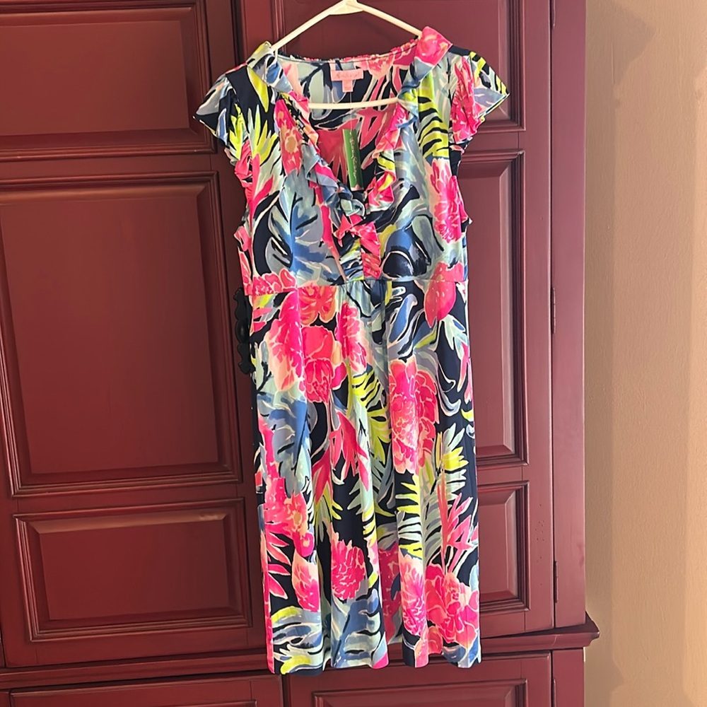 Lilly Pulitzer, Clare silk jersey dress high tide, tropicolada